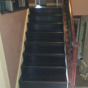 A flight of wooden stairs